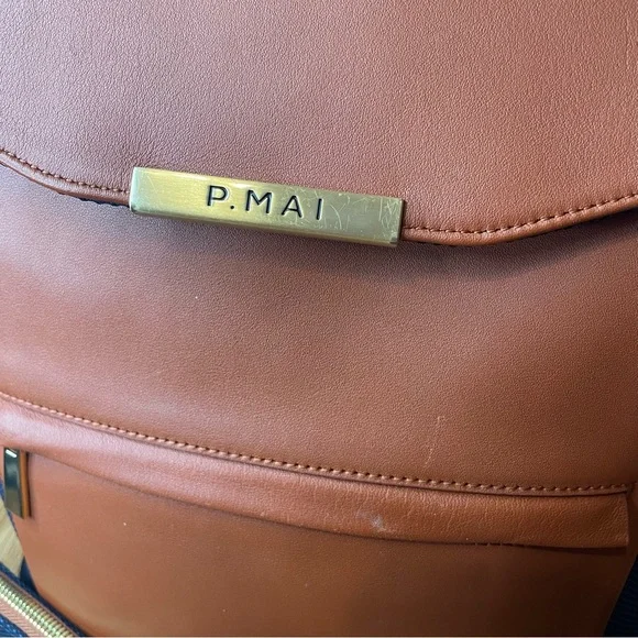 P.Mai Valletta Executive Backpack Cognac Navy Leather - Picture 3 of 12